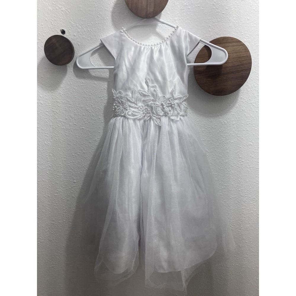 Sweet Kid's U.S.A Girl's Communion Dress Size 3 Pearl Beads Appliqué Full Skirt